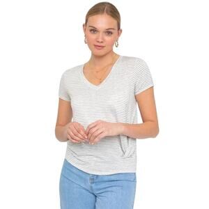 Gilli Short Sleeve V-Neck Twist Front Stripe Shirt - Plus Size 1X, NWT